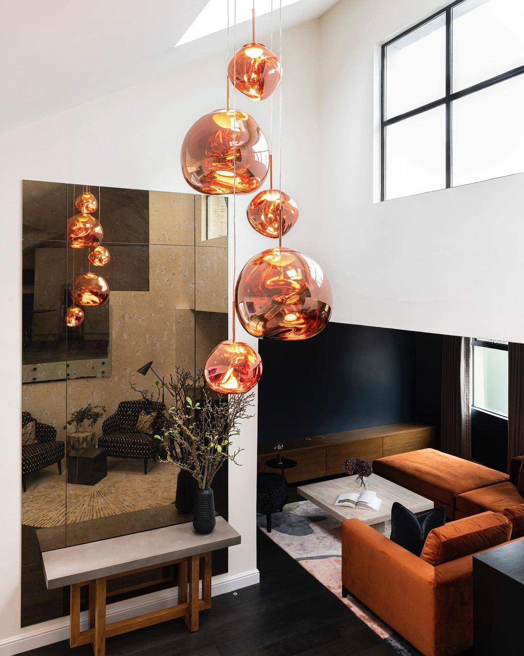 Pendant Lamp Metal 11 in Adjustable Ceiling Light Silver Gold Rose Gold Smoky Gray | Thomler