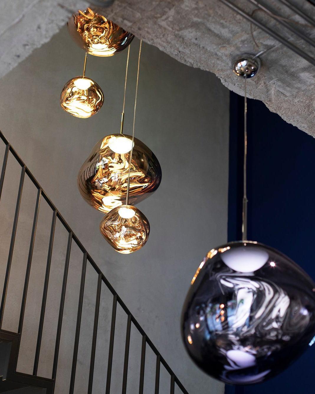 Pendant Lamp Metal 11 in Adjustable Ceiling Light Silver Gold Rose Gold Smoky Gray | Thomler