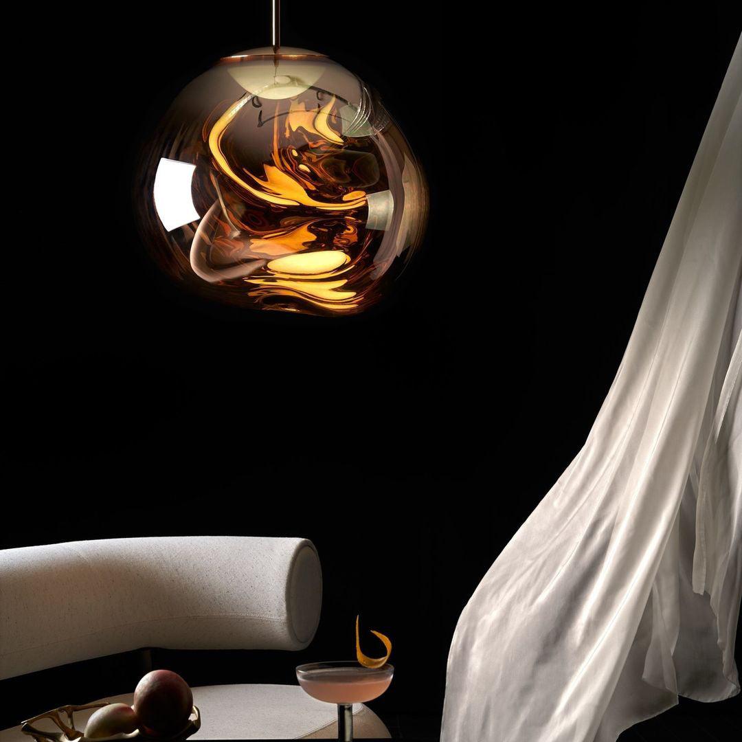 Pendant Lamp Metal 11 in Adjustable Ceiling Light Silver Gold Rose Gold Smoky Gray | Thomler