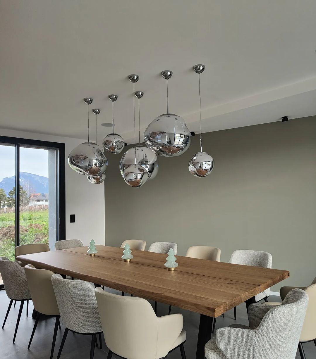 Pendant Lamp Metal 11 in Adjustable Ceiling Light Silver Gold Rose Gold Smoky Gray | Thomler