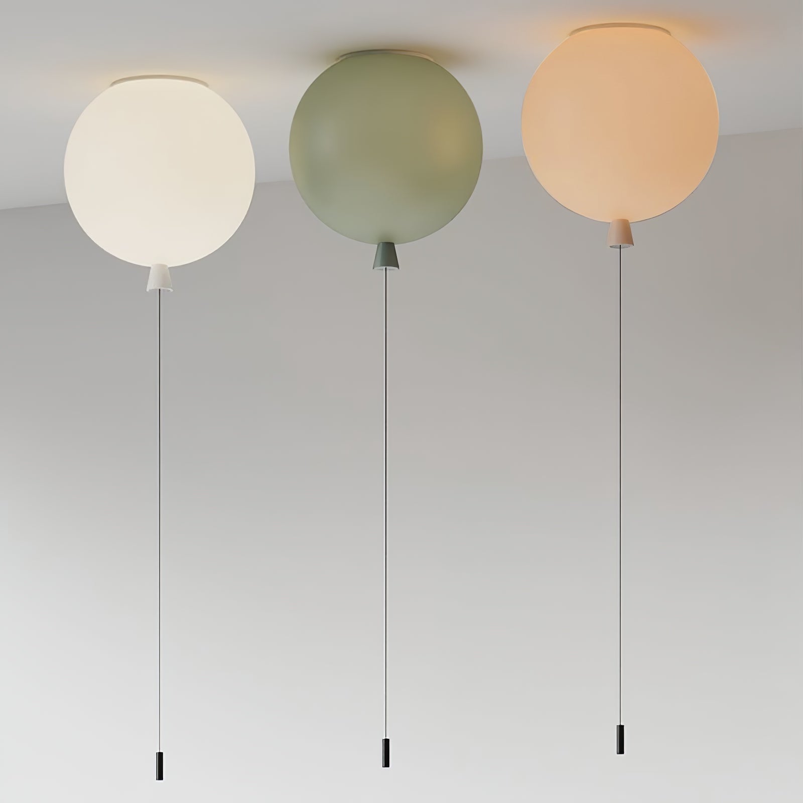 Ceiling Lamp Plastic Balloon 35.0 cm Yellow Childrens Room Pull Cord Hanging Light Playroom Nursery E27 Fixture | Thomler