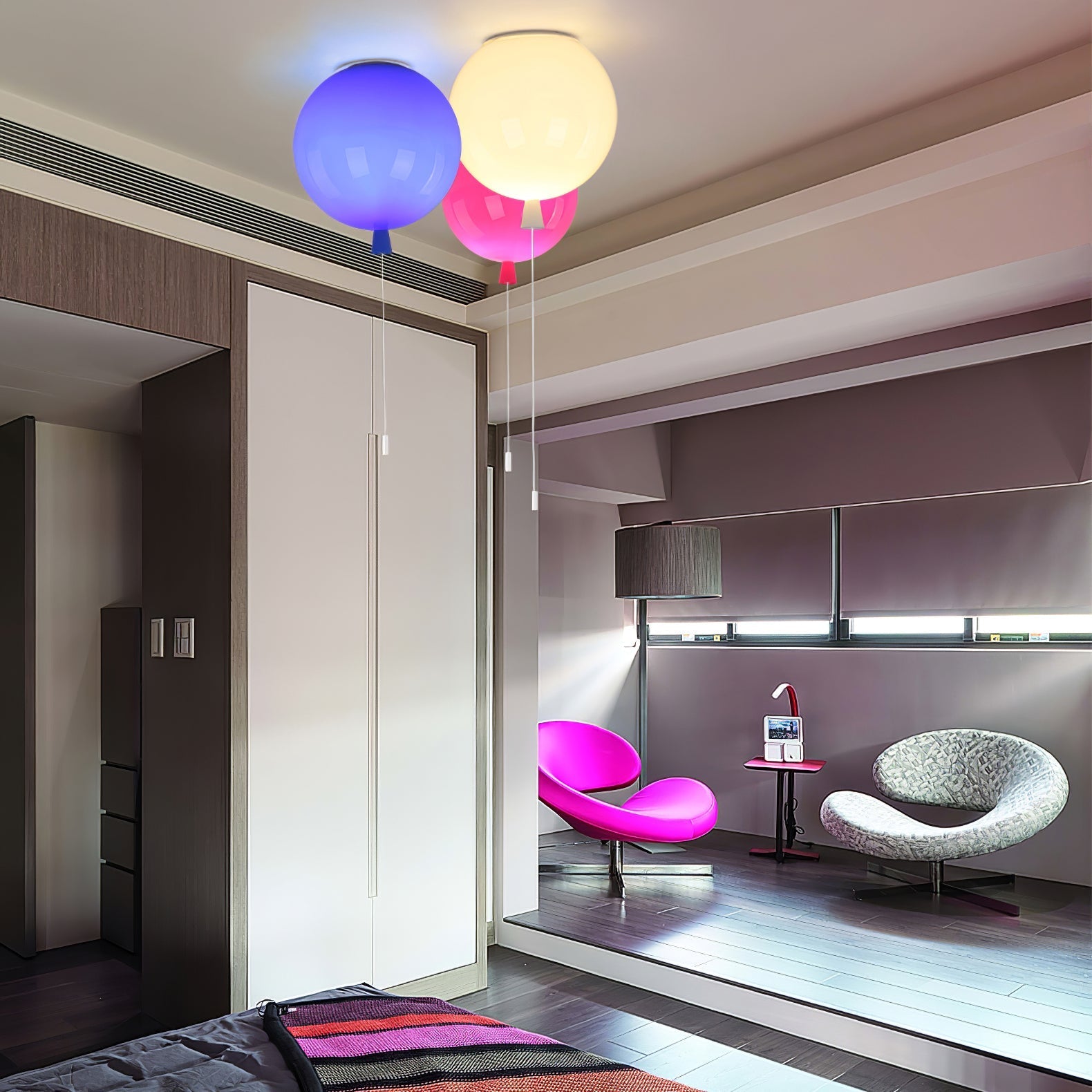 Ceiling Lamp Plastic Balloon 35.0 cm Yellow Childrens Room Pull Cord Hanging Light Playroom Nursery E27 Fixture | Thomler
