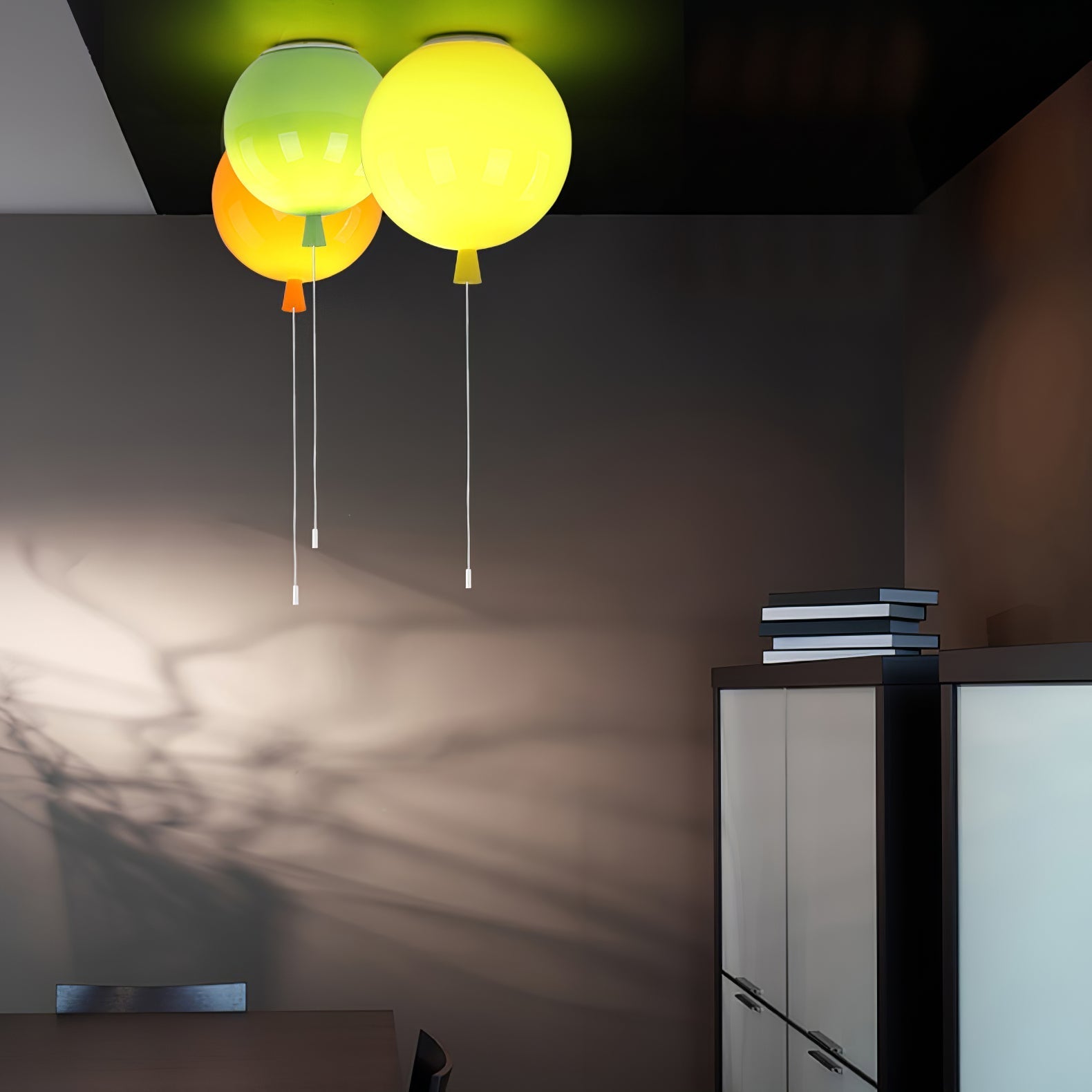 Ceiling Lamp Plastic Balloon 35.0 cm Yellow Childrens Room Pull Cord Hanging Light Playroom Nursery E27 Fixture | Thomler