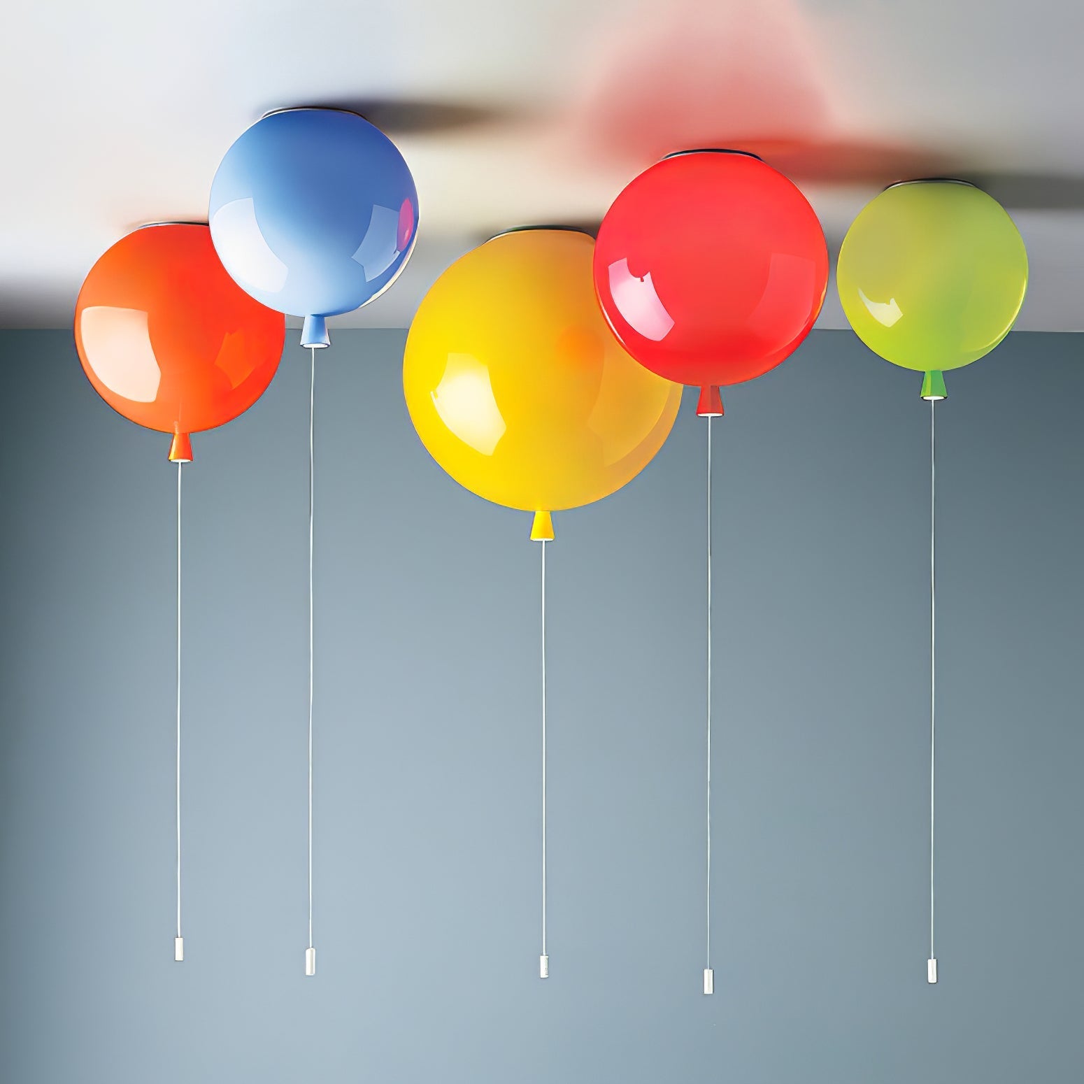 Ceiling Lamp Plastic Balloon 35.0 cm Yellow Childrens Room Pull Cord Hanging Light Playroom Nursery E27 Fixture | Thomler