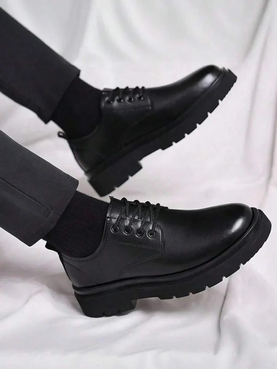 Classic Oxford Lace-Up Boots with Platform Rubber Sole – Casual Leather Footwear for Men | Thomler