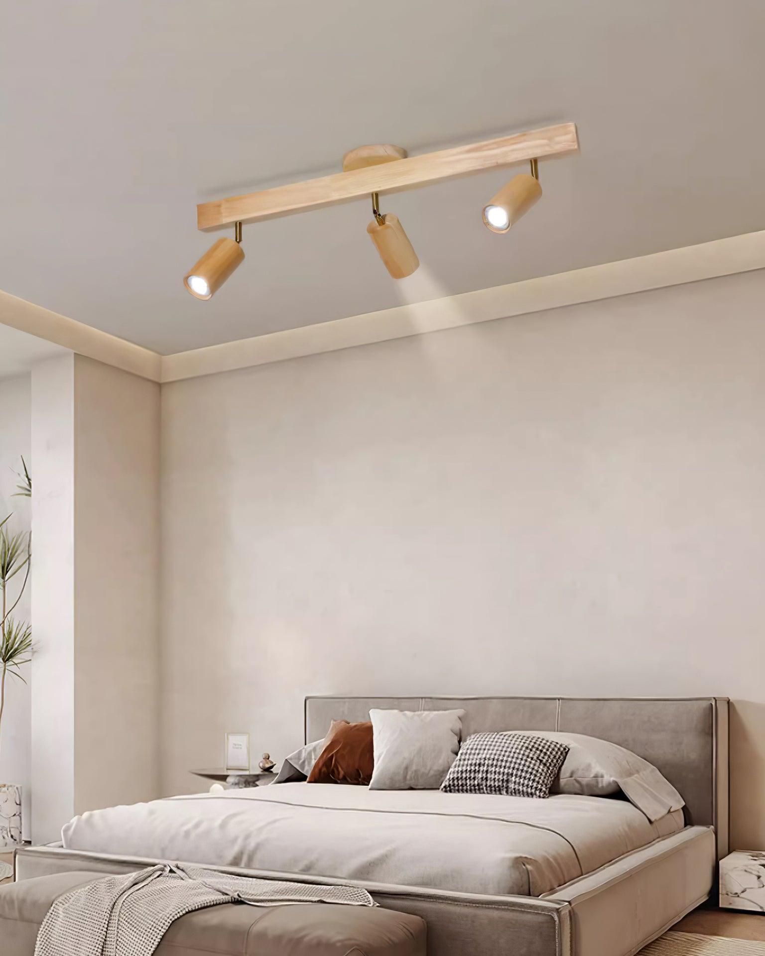 Track Lighting Wood Metal 16.5 in Plug-In LED Ceiling Wall Fixture Warm White Living Room Accent Lighting | Thomler