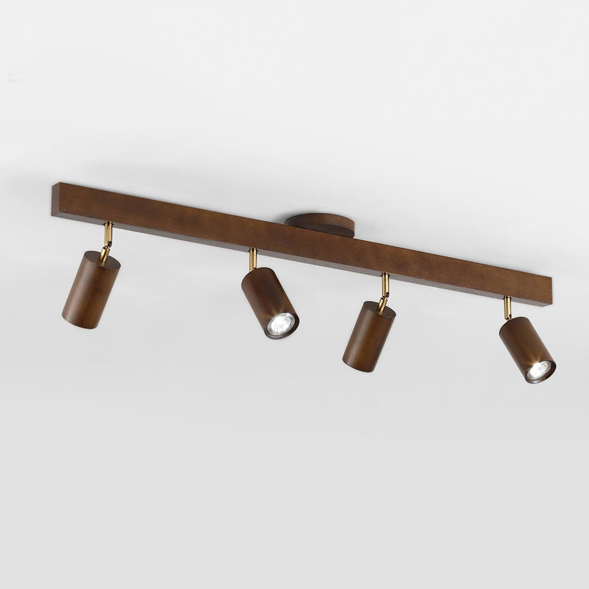 Adjustable Wooden Track Spotlight with Brass Accents for Modern Interior Accent Lighting | Thomler