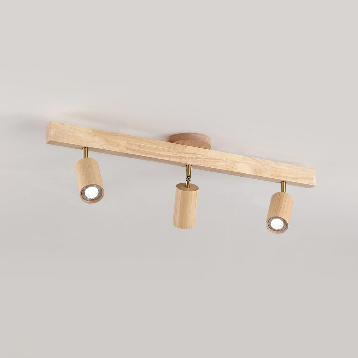 Adjustable Wooden Track Spotlight with Brass Accents for Modern Interior Accent Lighting | Thomler