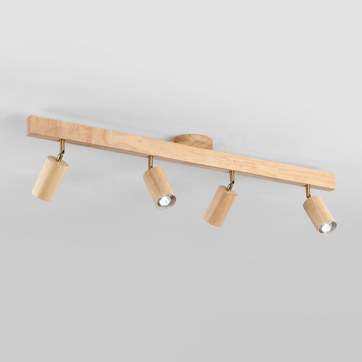 Adjustable Wooden Track Spotlight with Brass Accents for Modern Interior Accent Lighting | Thomler