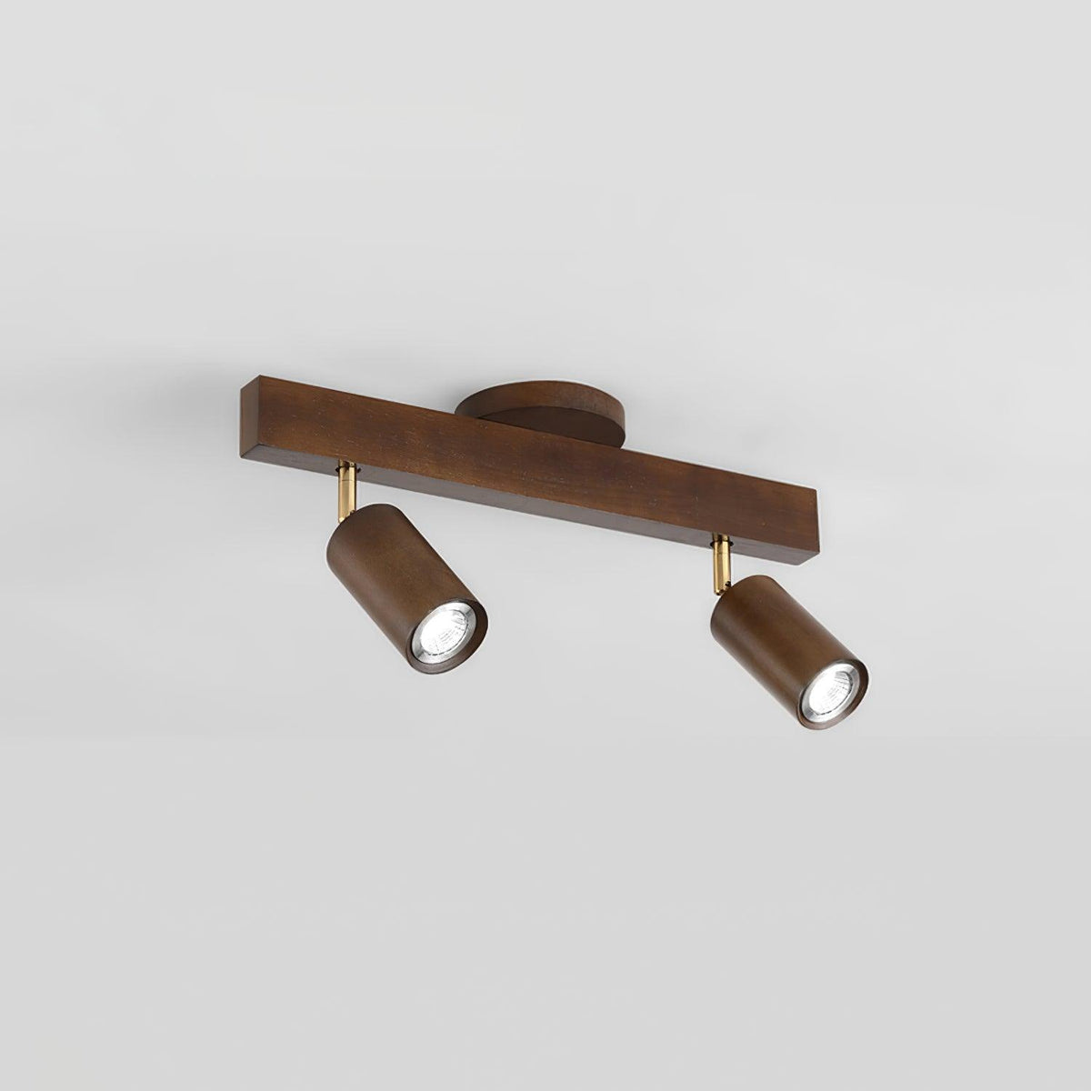 Adjustable Wooden Track Spotlight with Brass Accents for Modern Interior Accent Lighting | Thomler