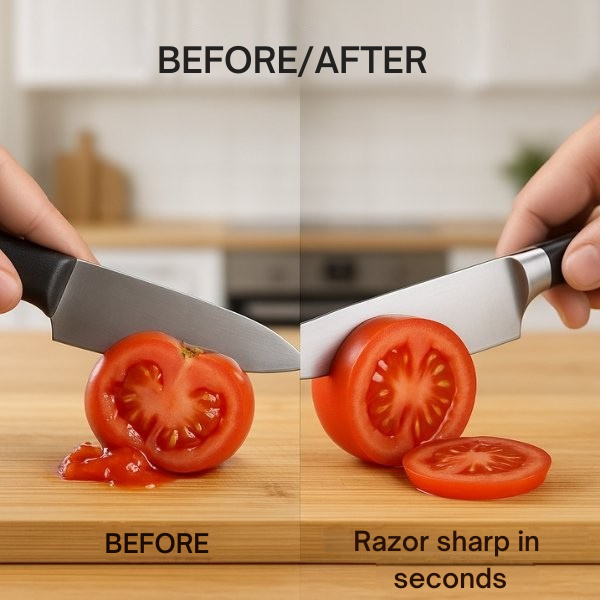 Rolling Knife Sharpener for Kitchen Knives – Angle Guide Tool for Fast Razor-Sharp Edge Restoration – Non-Slip Base Compact Handheld Manual | Thomler