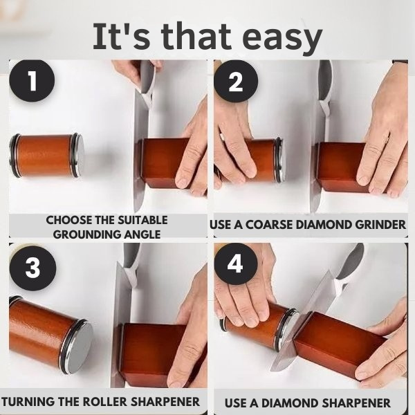 Rolling Knife Sharpener for Kitchen Knives – Angle Guide Tool for Fast Razor-Sharp Edge Restoration – Non-Slip Base Compact Handheld Manual | Thomler