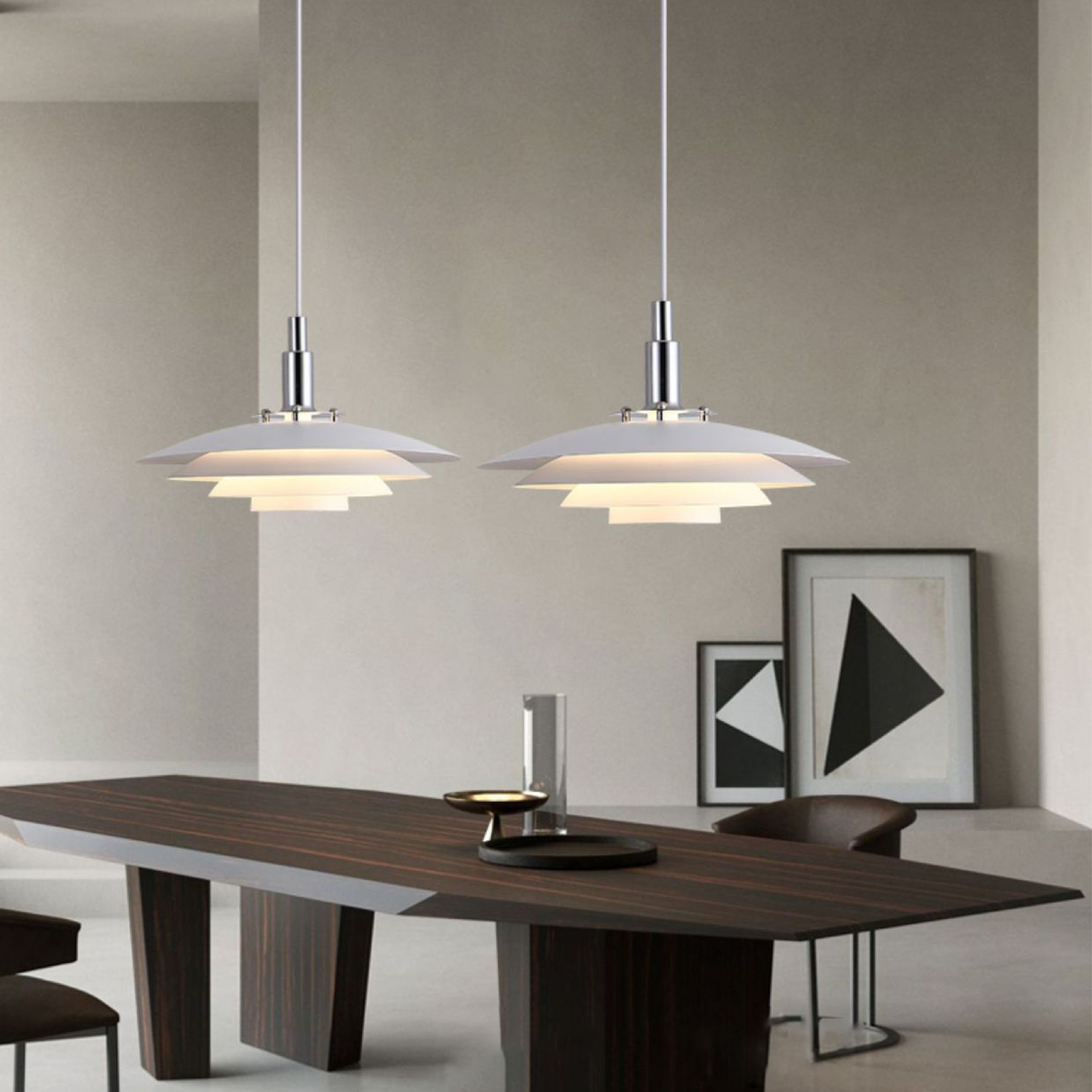Pendant Light Iron Layered 38.0 cm Black Dining Table Kitchen Island Scandinavian Hanging Ceiling Lamp | Thomler