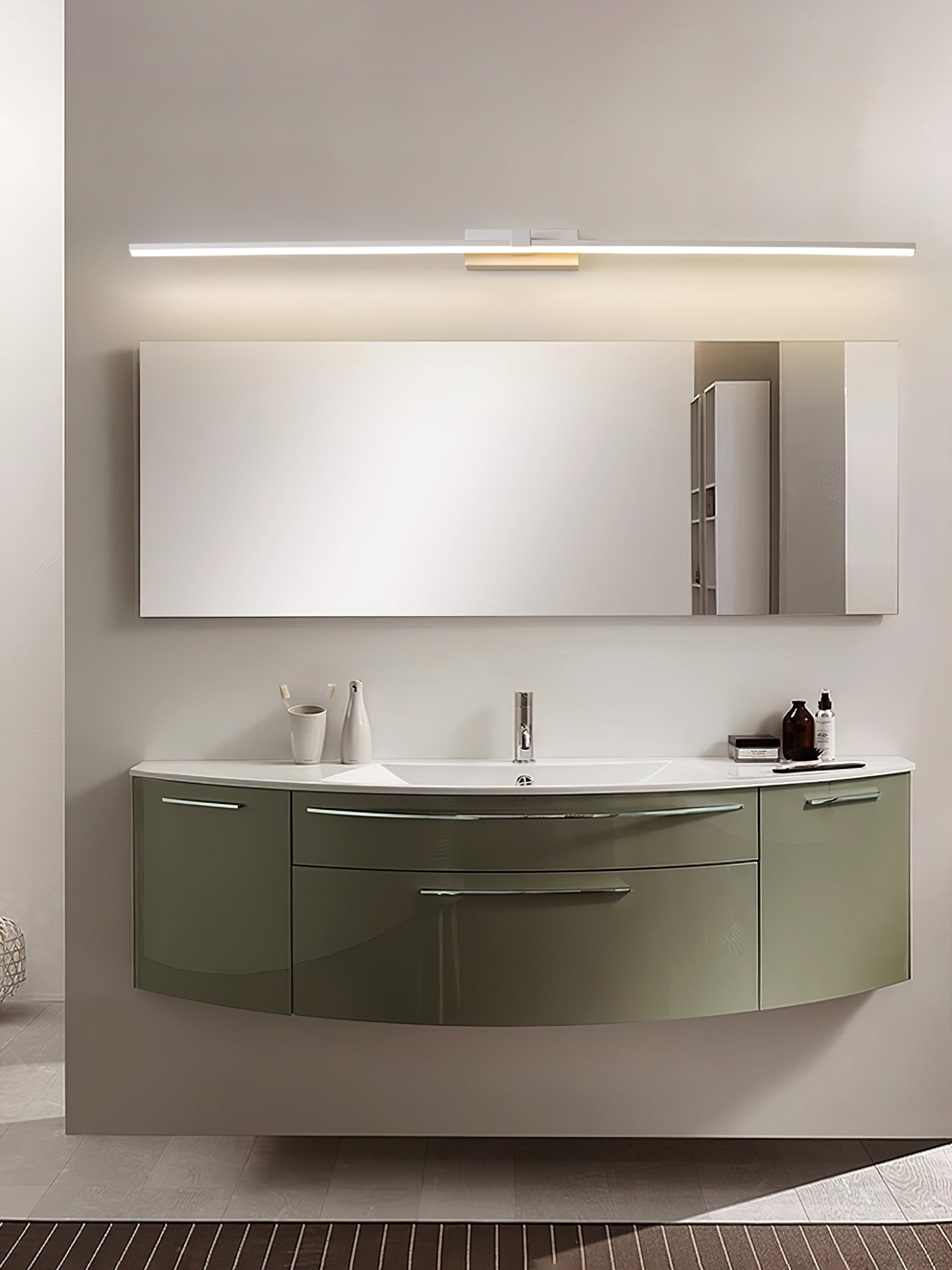 Metal Linear Wall Light Aluminum 15.7 in 1-Light Black Bathroom Vanity Lighting | Thomler