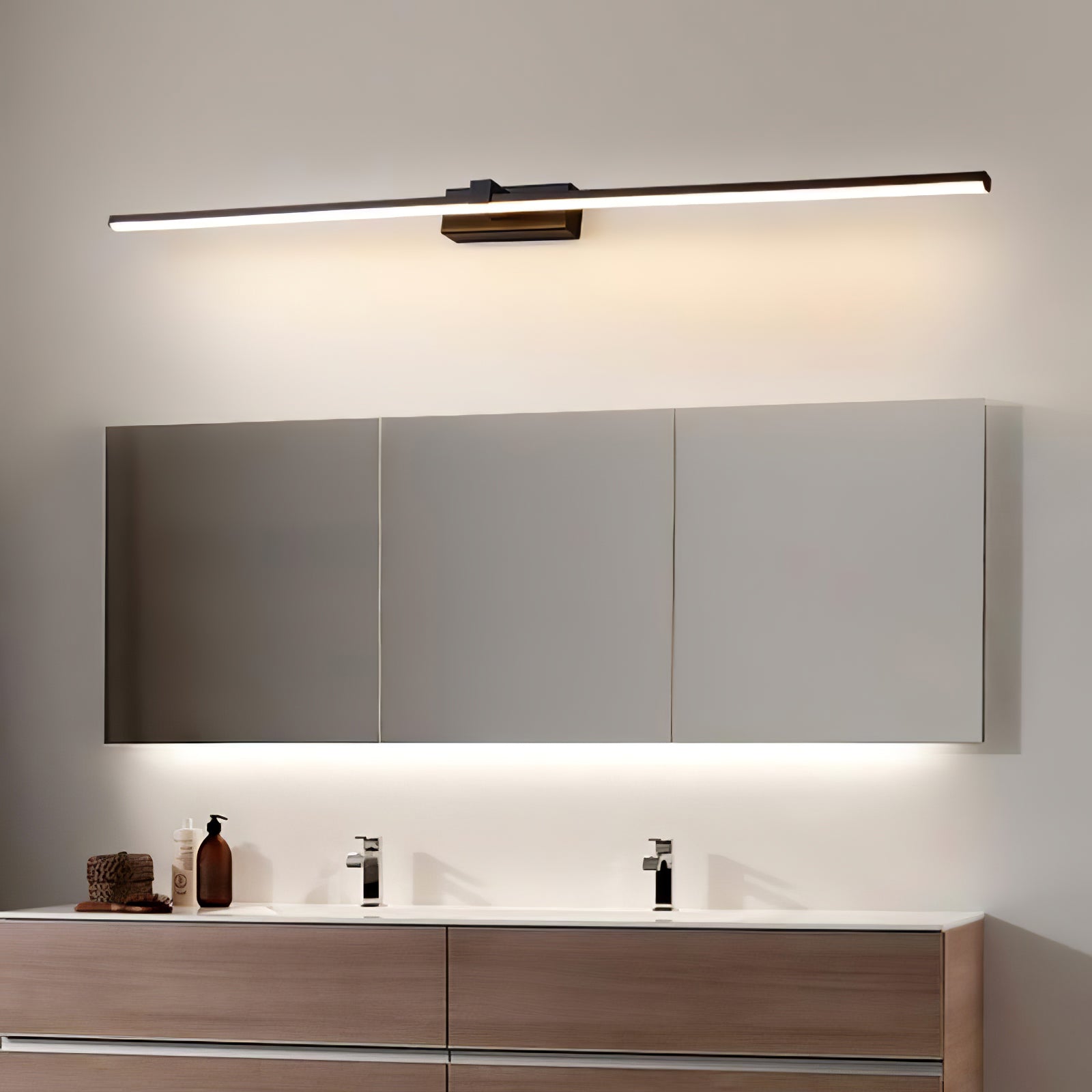 Metal Linear Wall Light Aluminum 15.7 in 1-Light Black Bathroom Vanity Lighting | Thomler