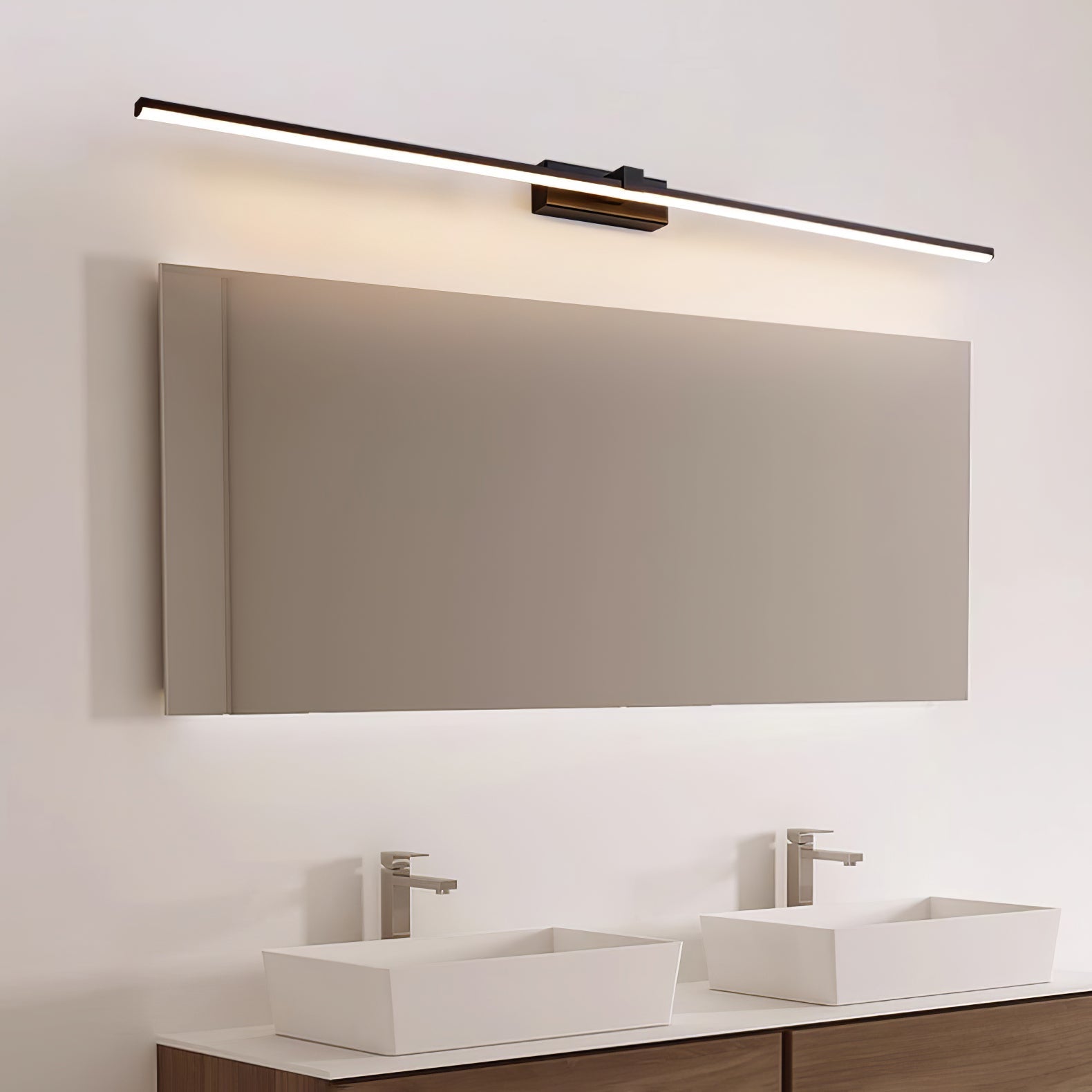 Metal Linear Wall Light Aluminum 15.7 in 1-Light Black Bathroom Vanity Lighting | Thomler
