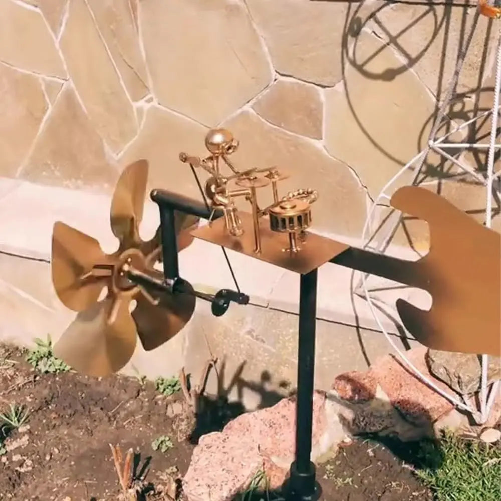 Garden Windmill Weather Resistant Steel 70.0 cm Stake Musical Outdoor Decoration Rotating Wind Spinner Patio Balcony Ornament | Thomler