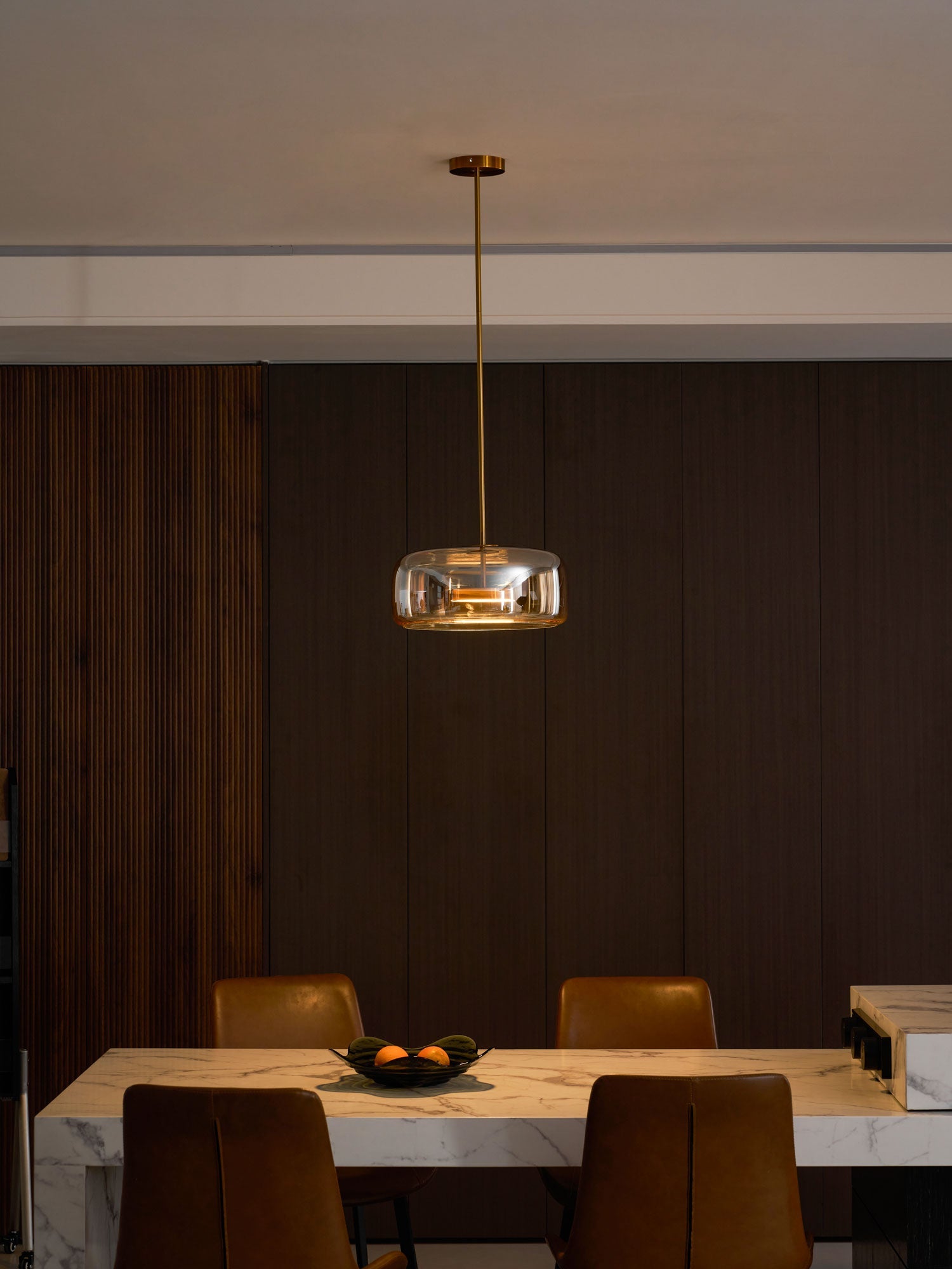 Smoked Glass Pendant Light 10.2 in LED Kitchen Island Dining Ceiling Fixture Modern Adjustable Hanging Lamp | Thomler