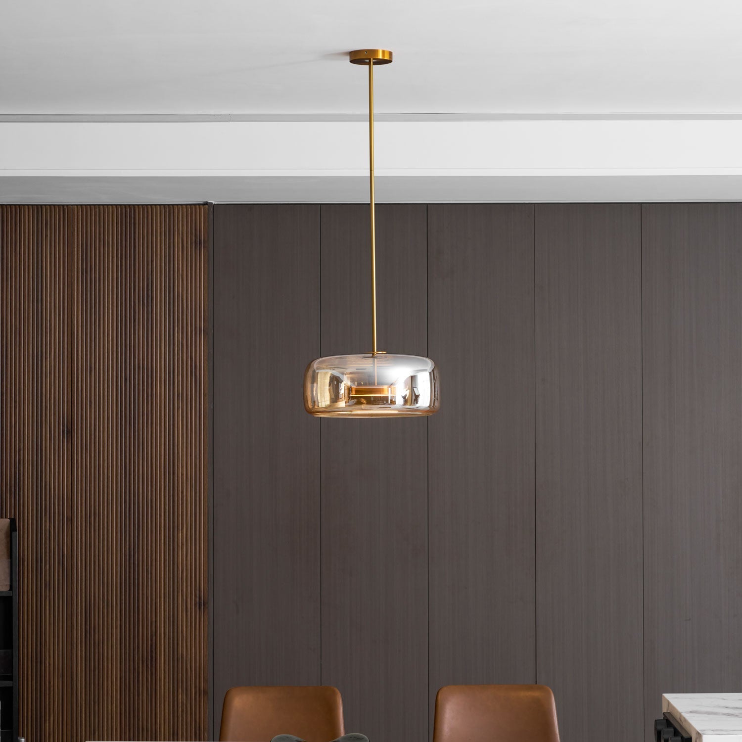 Smoked Glass Pendant Light 10.2 in LED Kitchen Island Dining Ceiling Fixture Modern Adjustable Hanging Lamp | Thomler