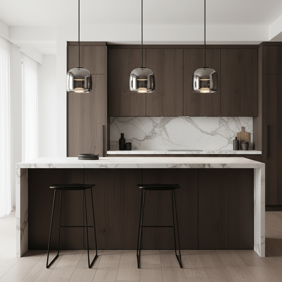 Smoked Glass Pendant Light 10.2 in LED Kitchen Island Dining Ceiling Fixture Modern Adjustable Hanging Lamp | Thomler