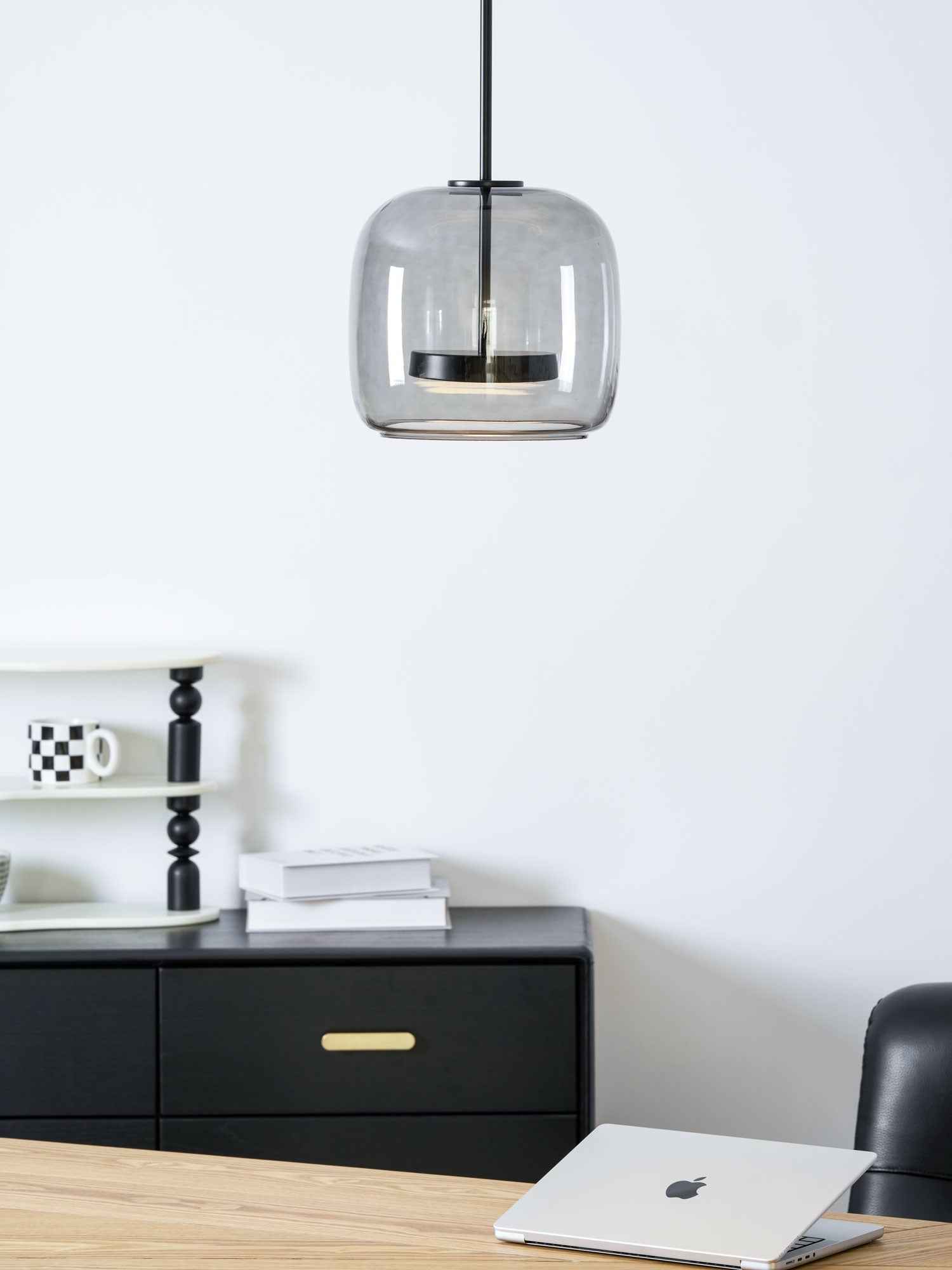 Smoked Glass Pendant Light 10.2 in LED Kitchen Island Dining Ceiling Fixture Modern Adjustable Hanging Lamp | Thomler