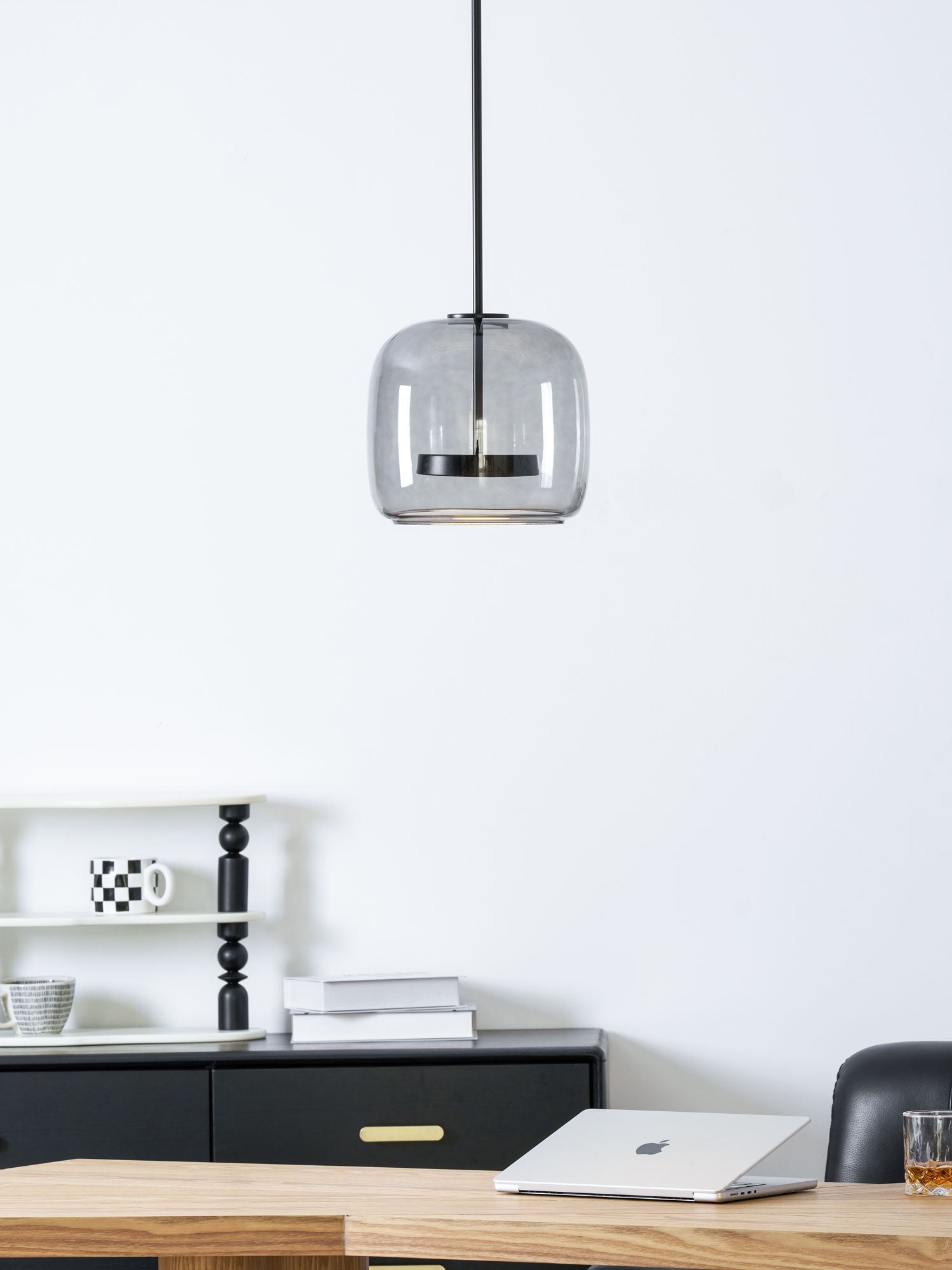 Smoked Glass Pendant Light 10.2 in LED Kitchen Island Dining Ceiling Fixture Modern Adjustable Hanging Lamp | Thomler
