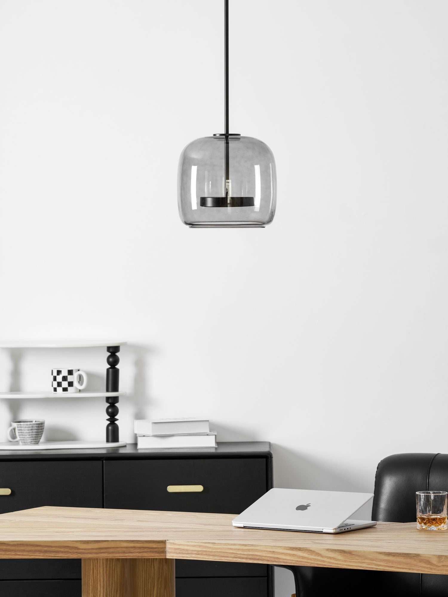 Smoked Glass Pendant Light 10.2 in LED Kitchen Island Dining Ceiling Fixture Modern Adjustable Hanging Lamp | Thomler