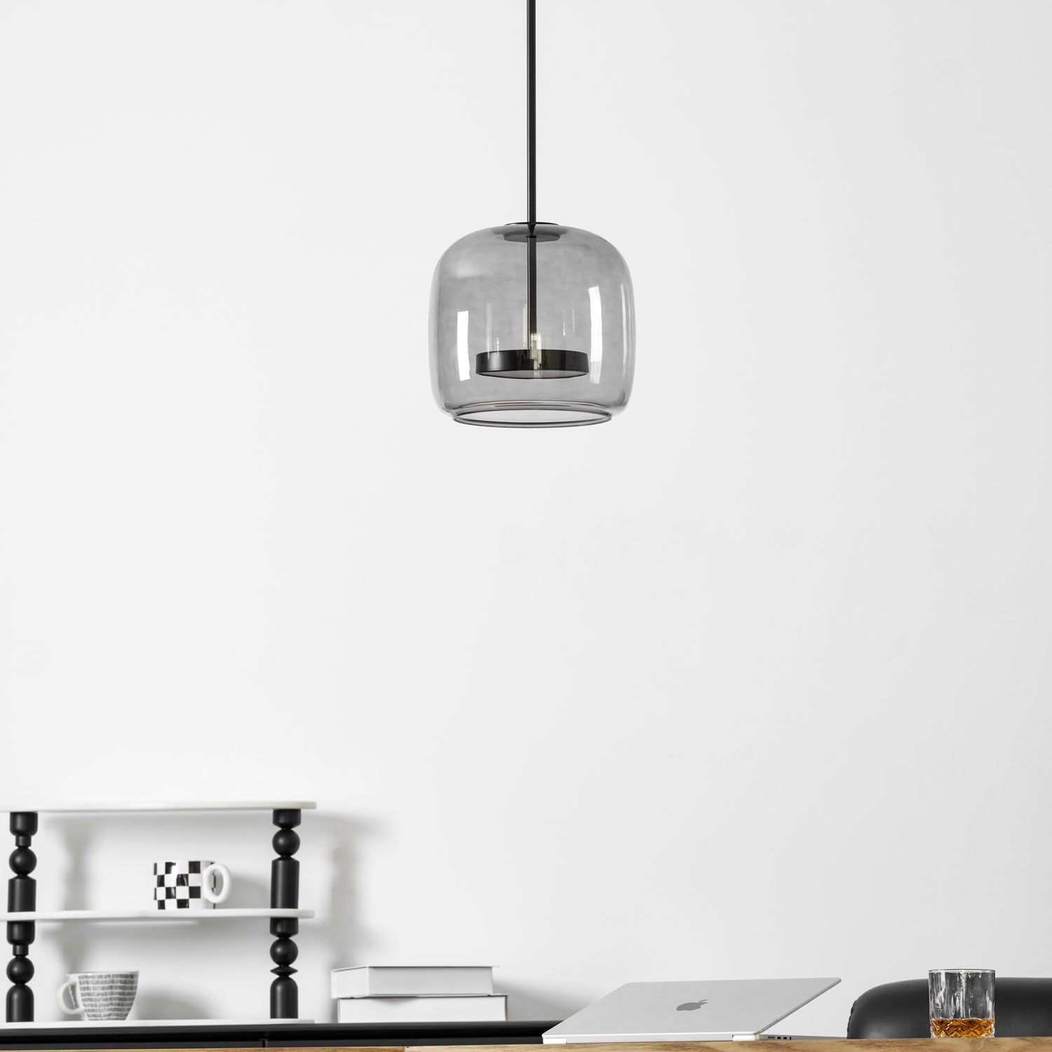 Smoked Glass Pendant Light 10.2 in LED Kitchen Island Dining Ceiling Fixture Modern Adjustable Hanging Lamp | Thomler