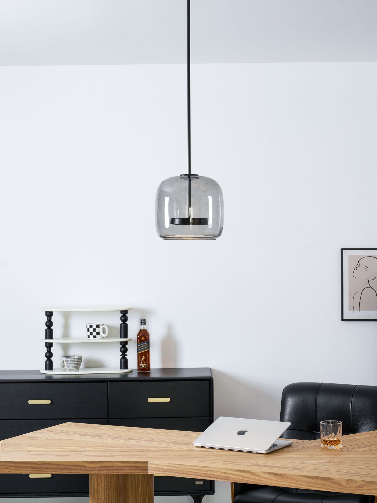 Smoked Glass Pendant Light 10.2 in LED Kitchen Island Dining Ceiling Fixture Modern Adjustable Hanging Lamp | Thomler