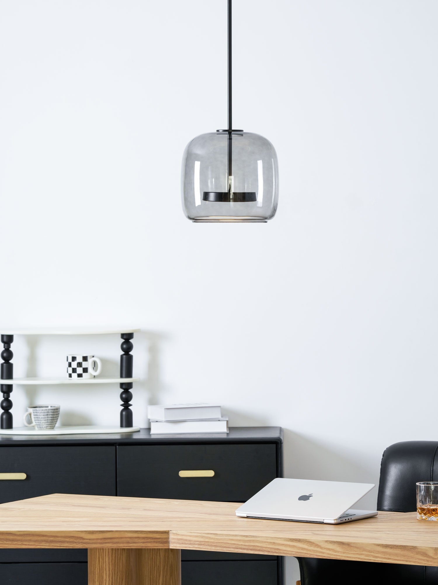 Smoked Glass Pendant Light 10.2 in LED Kitchen Island Dining Ceiling Fixture Modern Adjustable Hanging Lamp | Thomler