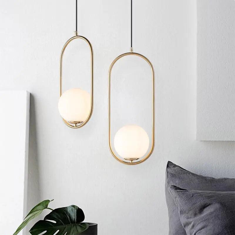 Glass Pendant Light with Metal Frame for Kitchen Island Dining Room Contemporary Ceiling Fixture Modern Hanging Lamp | Thomler
