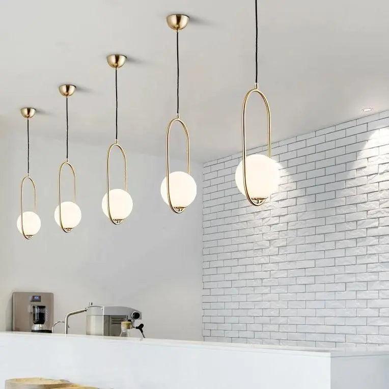 Glass Pendant Light with Metal Frame for Kitchen Island Dining Room Contemporary Ceiling Fixture Modern Hanging Lamp | Thomler