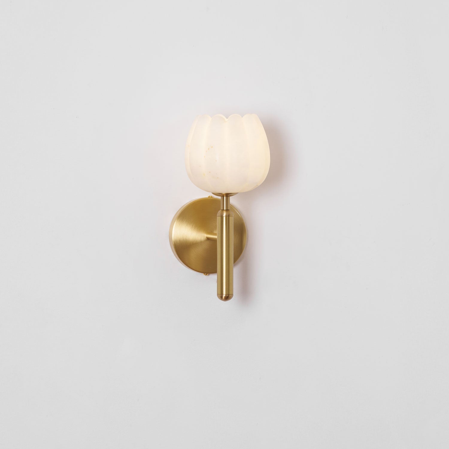 Brass Wall Sconce 12.2 in LED Indoor Alabaster Flower Decorative Lighting | Thomler