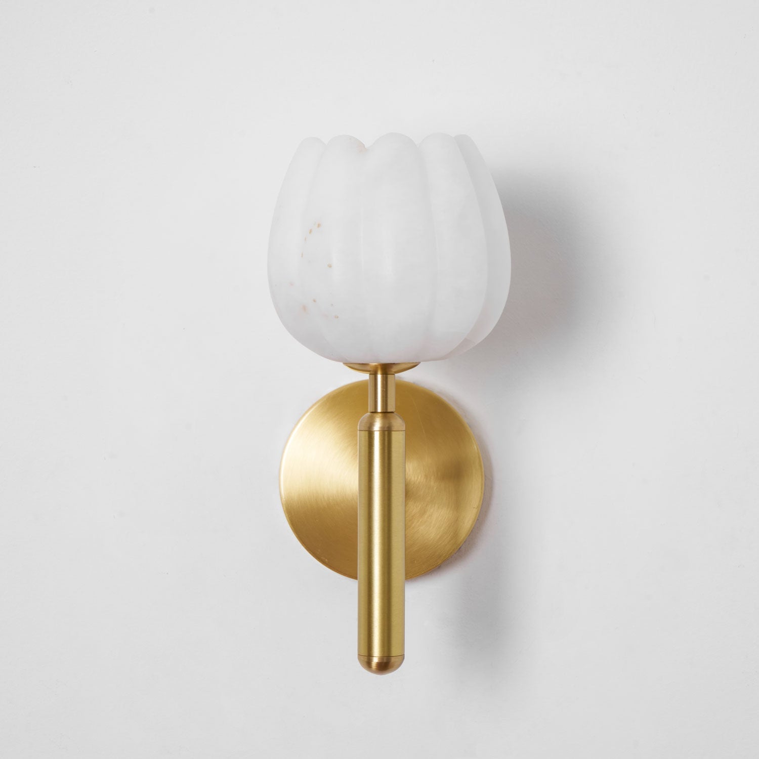 Brass Wall Sconce 12.2 in LED Indoor Alabaster Flower Decorative Lighting | Thomler