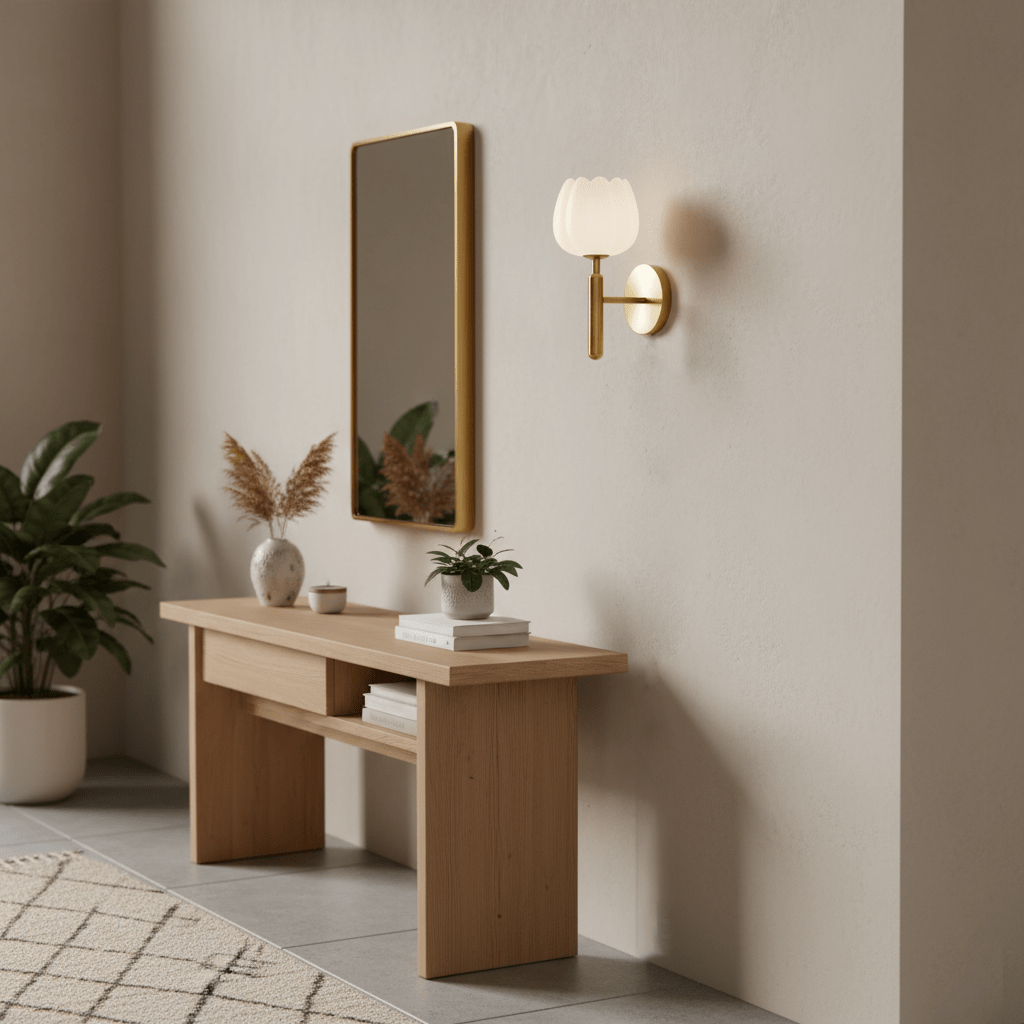 Brass Wall Sconce 12.2 in LED Indoor Alabaster Flower Decorative Lighting | Thomler
