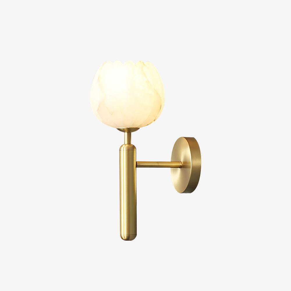 Brass Wall Sconce 12.2 in LED Indoor Alabaster Flower Decorative Lighting | Thomler