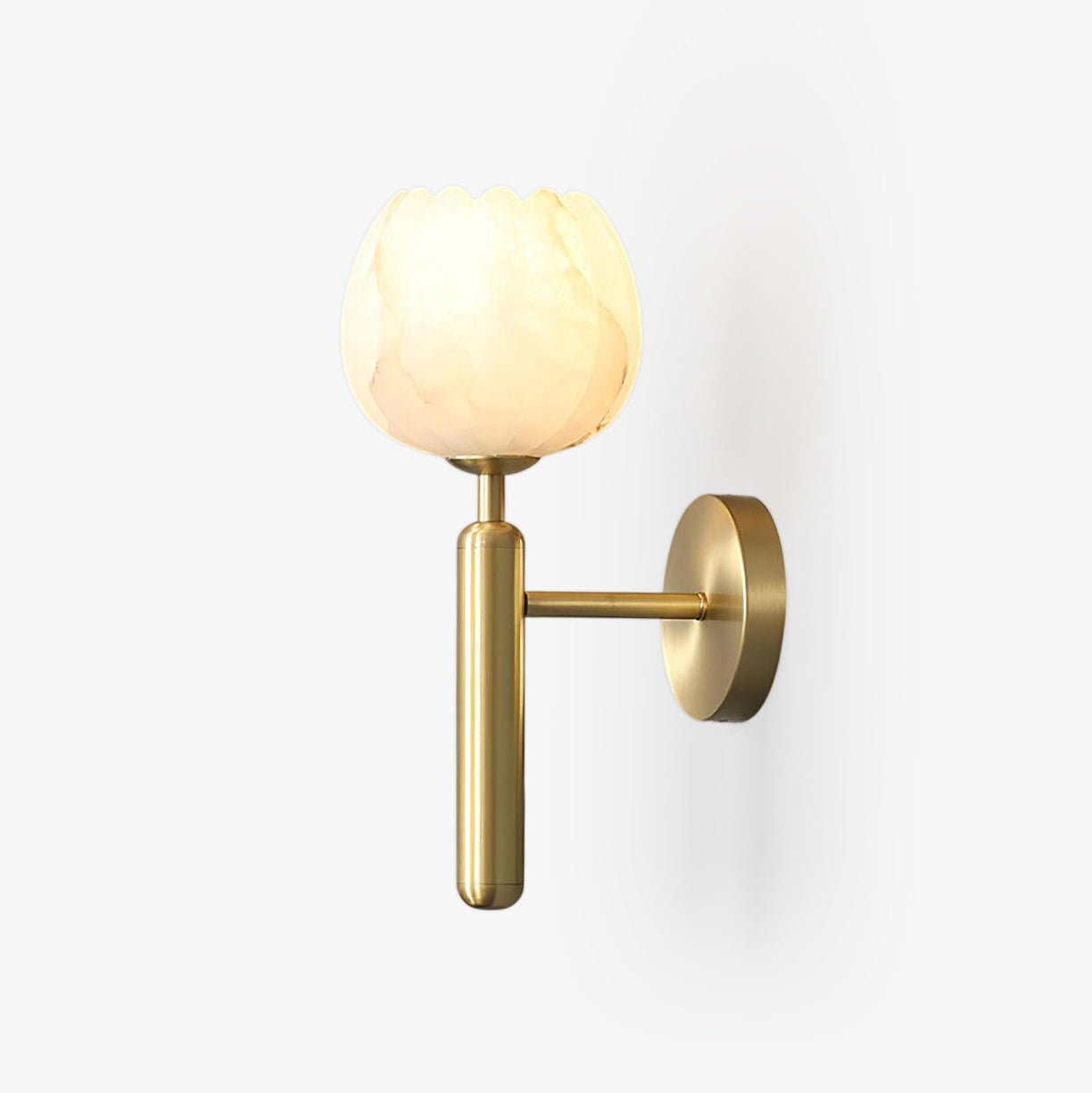 Brass Wall Sconce 12.2 in LED Indoor Alabaster Flower Decorative Lighting | Thomler