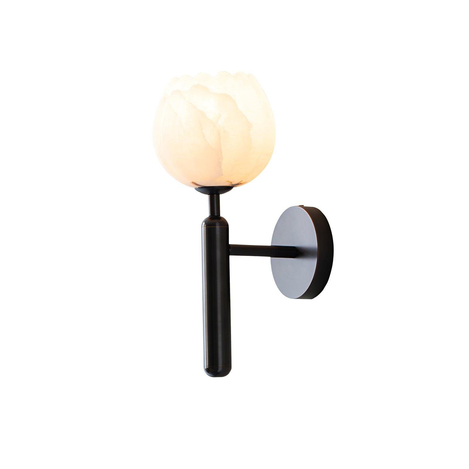 Brass Wall Sconce 12.2 in LED Indoor Alabaster Flower Decorative Lighting | Thomler