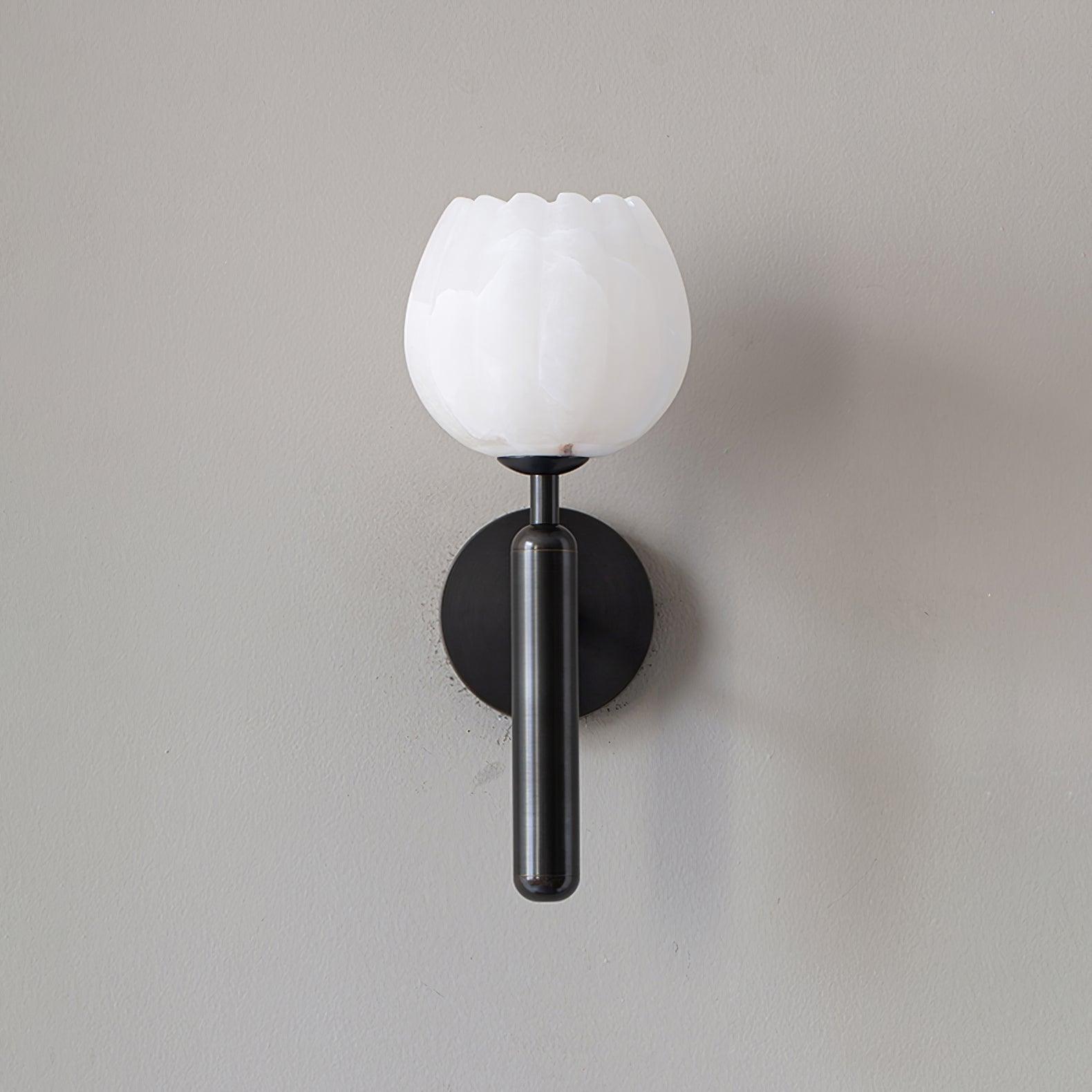 Brass Wall Sconce 12.2 in LED Indoor Alabaster Flower Decorative Lighting | Thomler