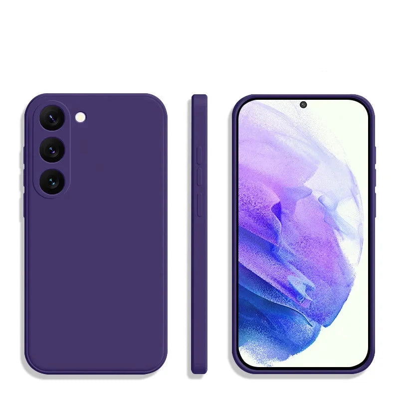 Silicone Phone Case with Microfiber Lining for Samsung Galaxy S22-S26 | Shock-Absorbing Protective Cover with Raised Edges | Thomler