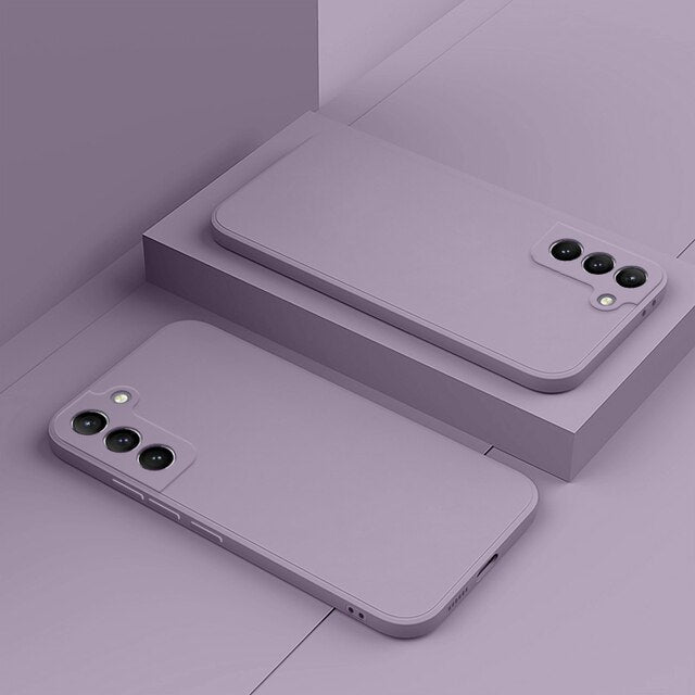 Silicone Phone Case with Microfiber Lining for Samsung Galaxy S22-S26 | Shock-Absorbing Protective Cover with Raised Edges | Thomler
