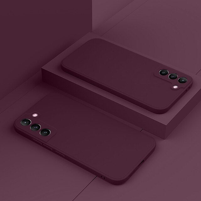 Silicone Phone Case with Microfiber Lining for Samsung Galaxy S22-S26 | Shock-Absorbing Protective Cover with Raised Edges | Thomler