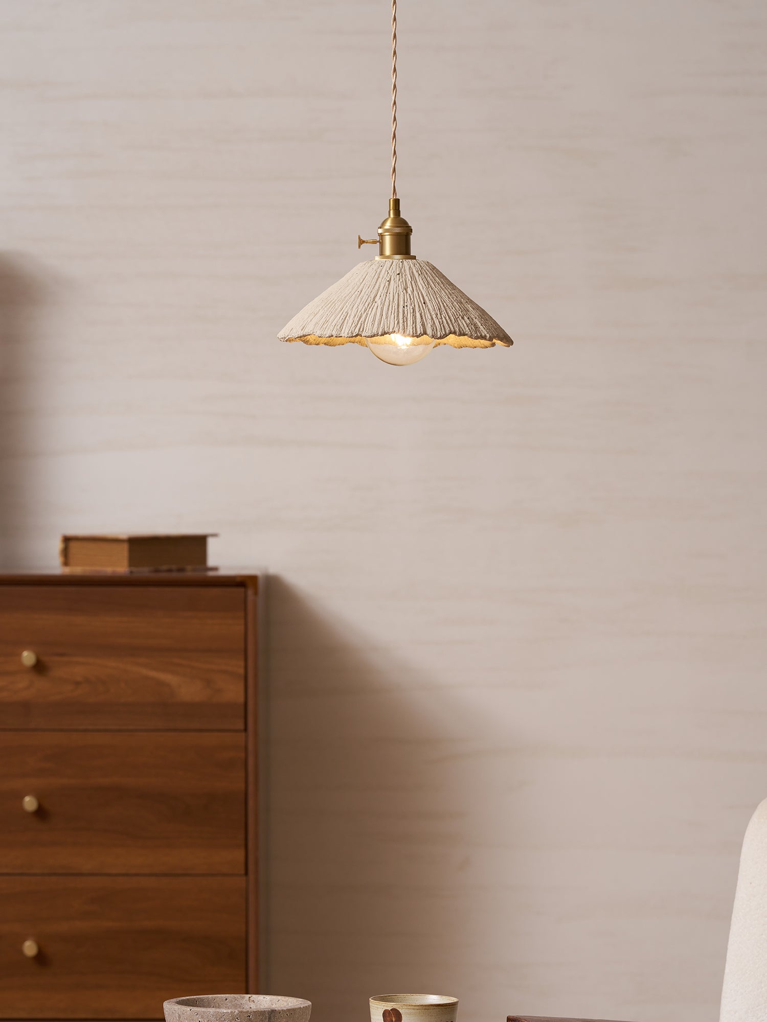Pendant Light Cement 9.8 in Adjustable Modern Dining Room Kitchen Island Hanging Ceiling Lamp | Thomler