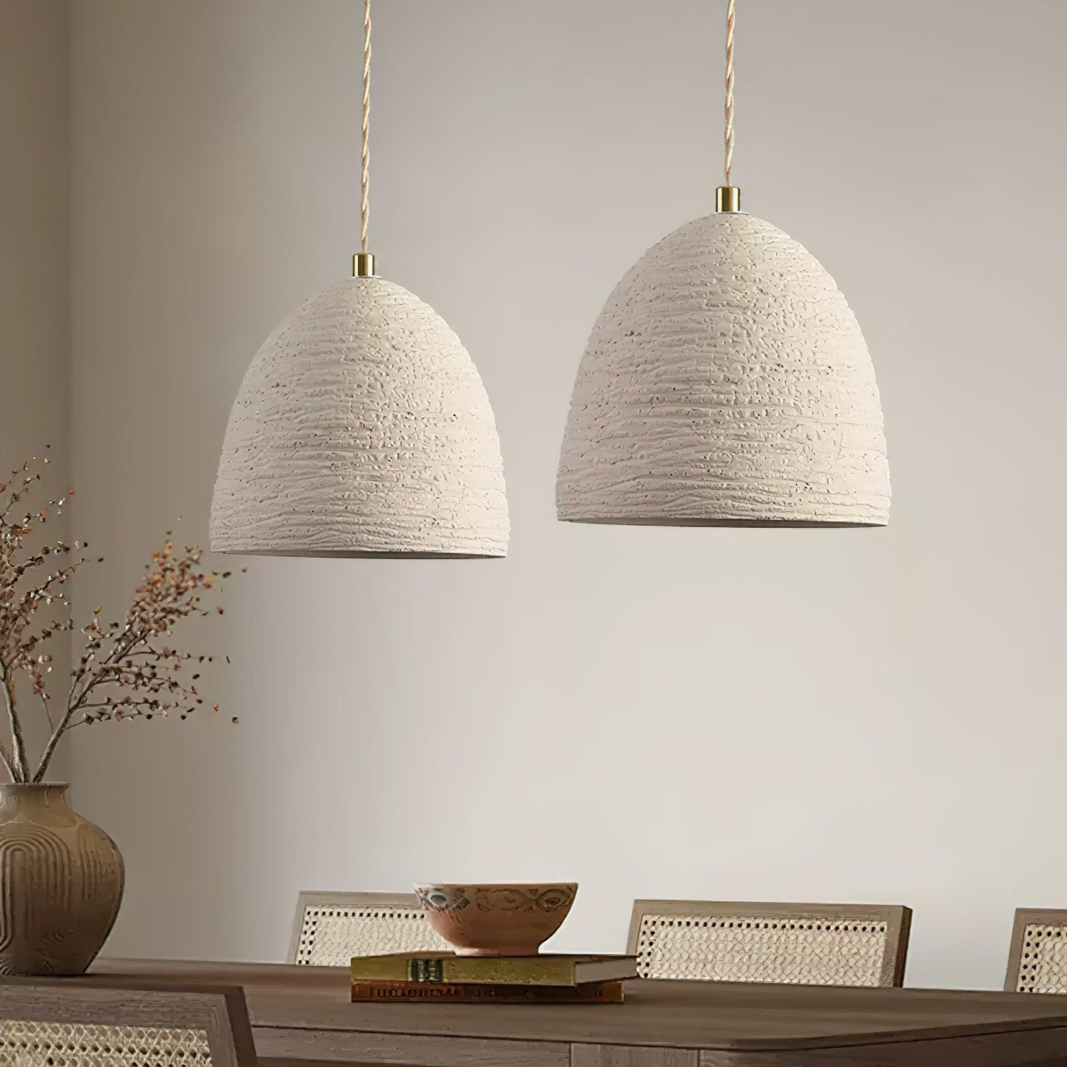 Pendant Light Cement 9.8 in Adjustable Modern Dining Room Kitchen Island Hanging Ceiling Lamp | Thomler