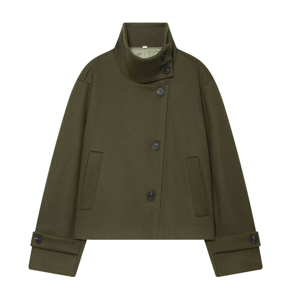 Women's Wool Coat with Notch Collar and Dolman Sleeves – Knee-Length Winter Jacket for Office and Casual Wear | Thomler