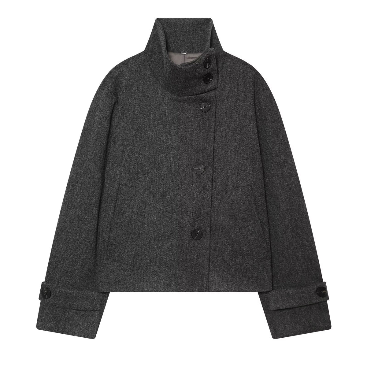 Women's Wool Coat with Notch Collar and Dolman Sleeves – Knee-Length Winter Jacket for Office and Casual Wear | Thomler