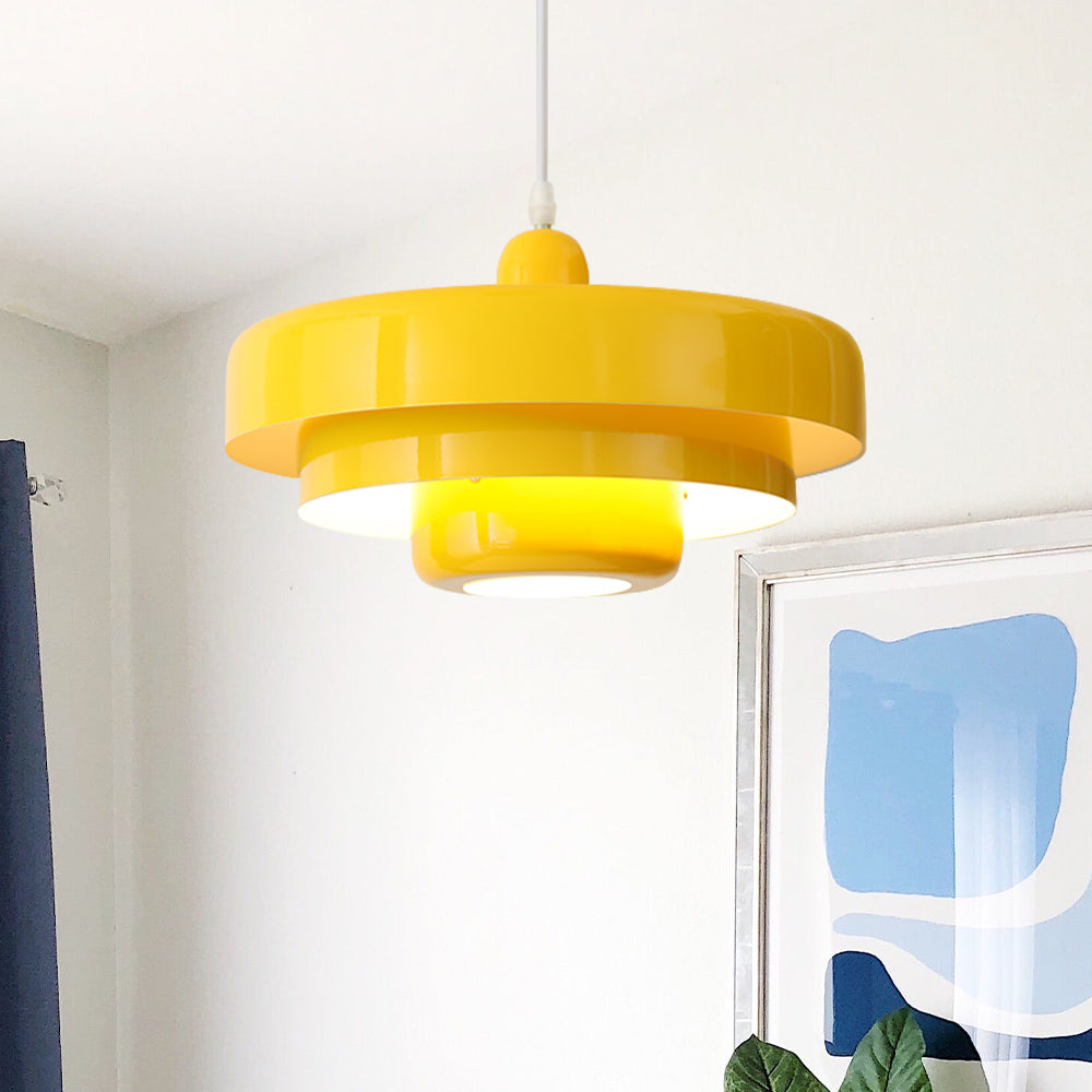 Round Metal Pendant Light 14-Inch Industrial Farmhouse Ceiling Fixture for Kitchen Island Dining Room Bedroom E26 Socket Green Orange | Thomler