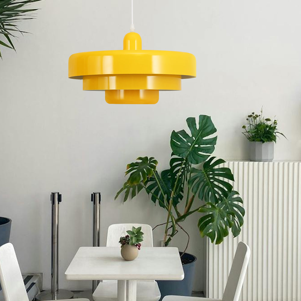 Round Metal Pendant Light 14-Inch Industrial Farmhouse Ceiling Fixture for Kitchen Island Dining Room Bedroom E26 Socket Green Orange | Thomler