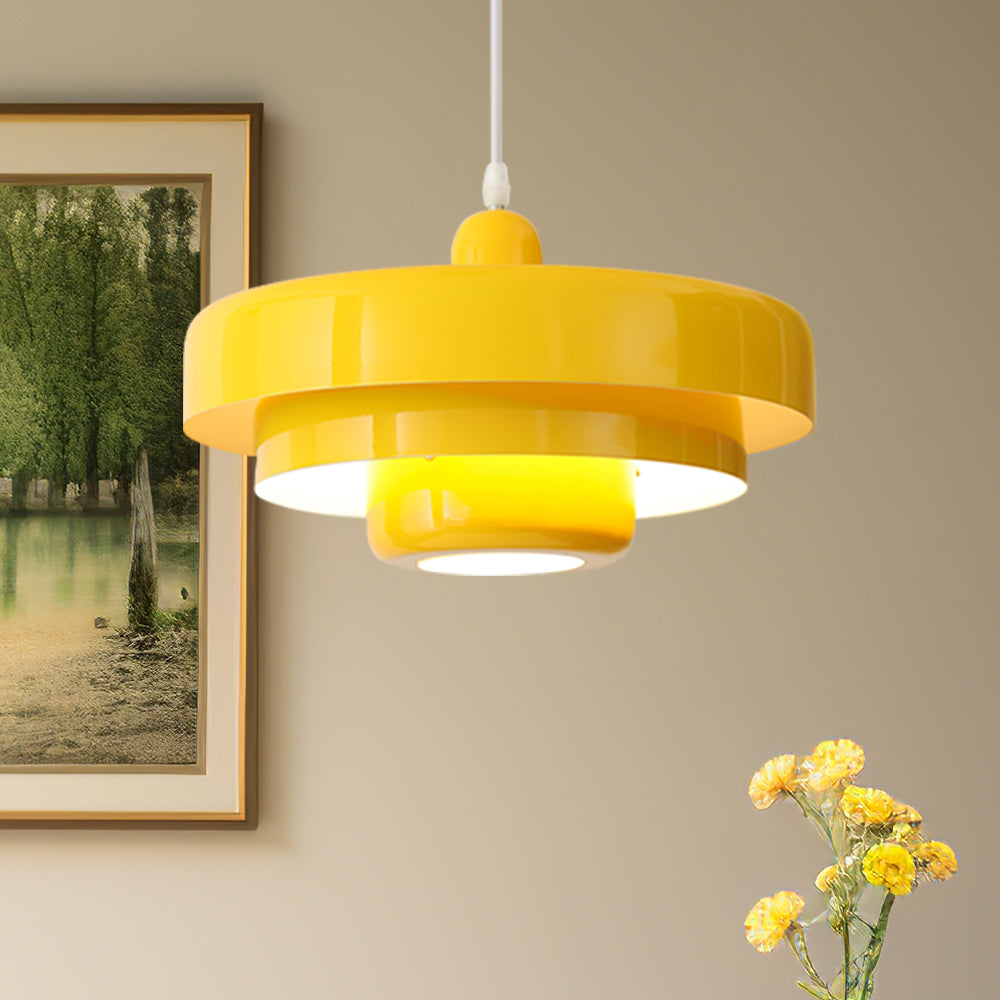 Round Metal Pendant Light 14-Inch Industrial Farmhouse Ceiling Fixture for Kitchen Island Dining Room Bedroom E26 Socket Green Orange | Thomler