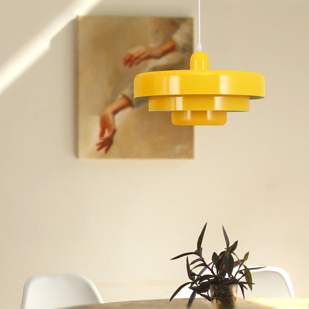Round Metal Pendant Light 14-Inch Industrial Farmhouse Ceiling Fixture for Kitchen Island Dining Room Bedroom E26 Socket Green Orange | Thomler